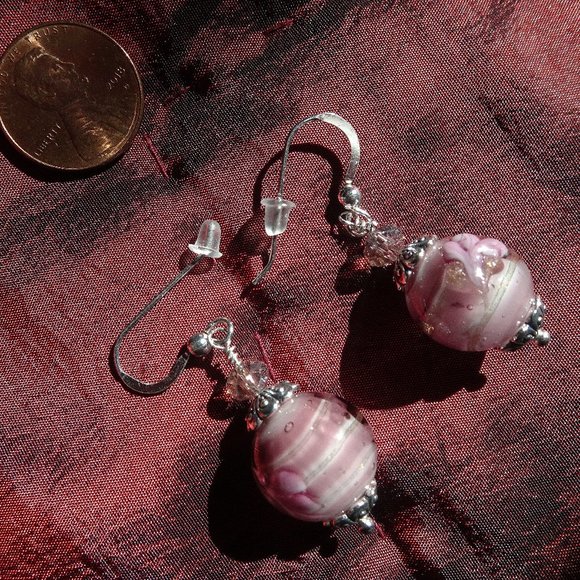 Classic artisanal earrings designed from millefiori Murano, Italy beads - Picture 1 of 5